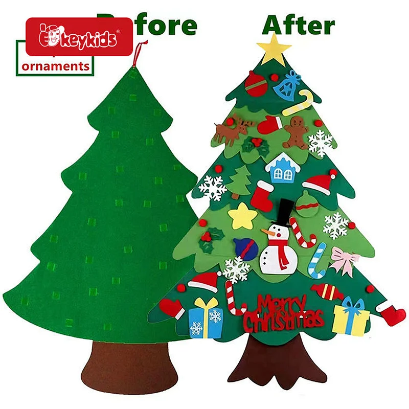 41 Pcs Detachable Ornaments Set DIY Hanging Felt Christmas Tree For Kids W10D698